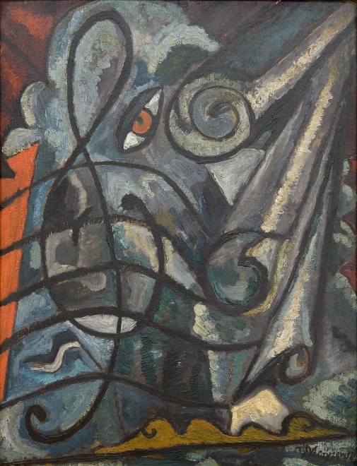 Tytus Czyżewski, Klucz wiolinowy, olej, tektura, 72 x 56 cm, ok. 1920–21