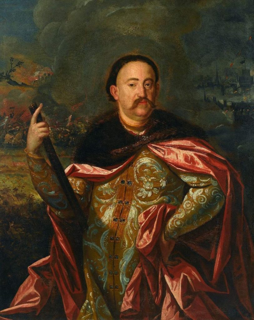 Portret Jana III Sobieskiego na tle bitwy; olej (?) na płótnie, 4 ćw. XVII w. 