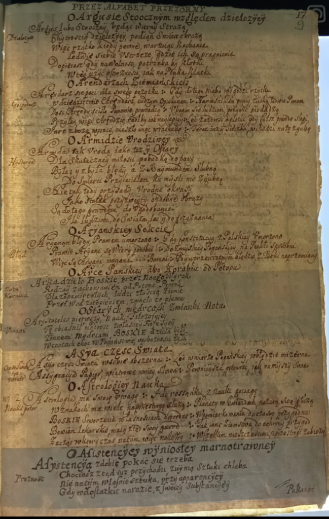 Merkuriusz Polski, rękopis, karta 17(9); Foto: Biblioteka Uniwersytecka w Warszawie, Agnieszka Fabiańska